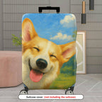 1-Piece Dog Painting Art Cute Smiling Nature Colorful  Suitcase Luggage Cover, Stretch Protective Sleeve