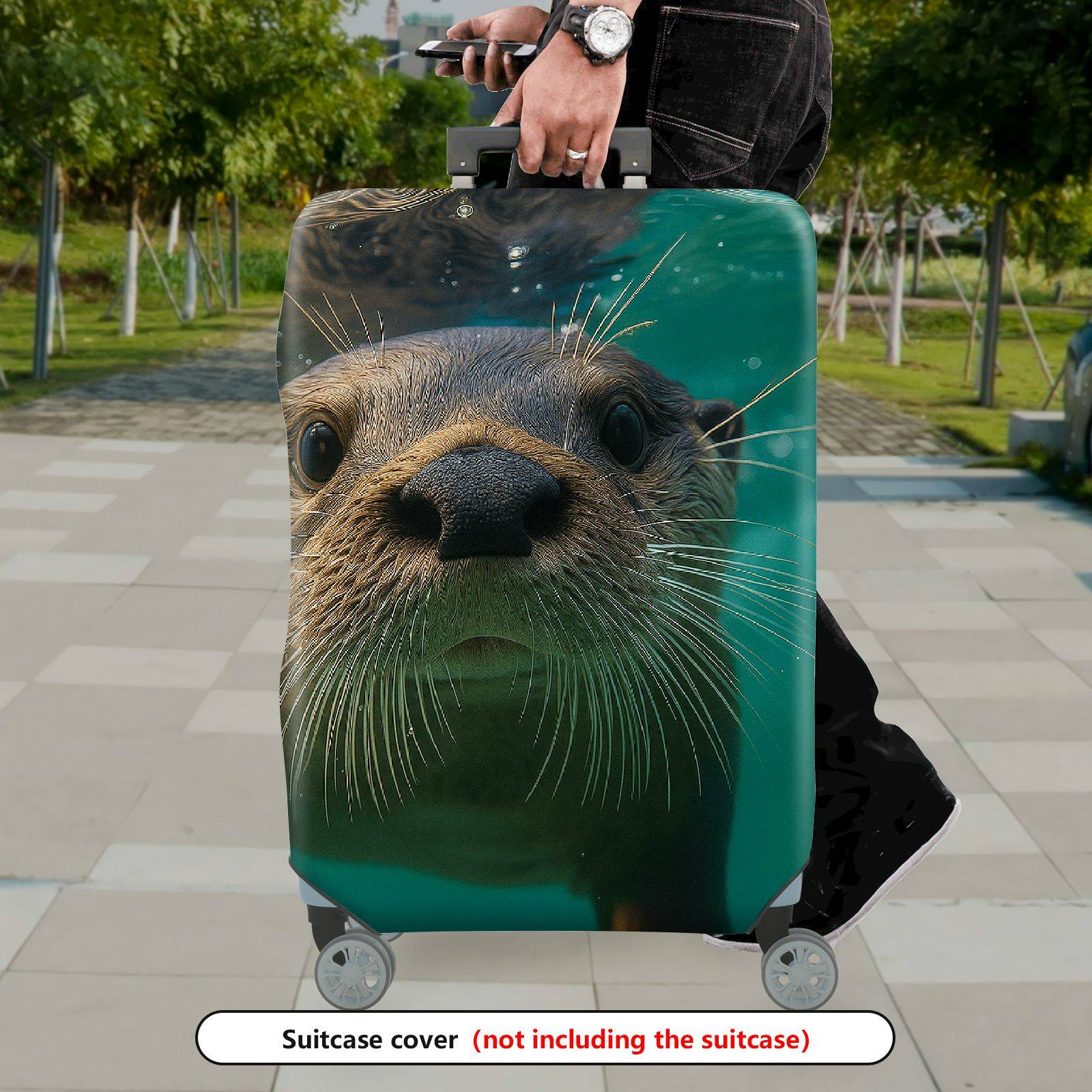 1-Piece Cute Otter Underwater Nature Animal Fun  Suitcase Luggage Cover, Stretch Protective Sleeve
