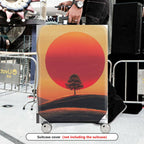 1-Piece Sunset Tree Landscape Minimalist Art Nature Fashion  Suitcase Luggage Cover, Stretch Protective Sleeve