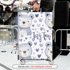 1-Piece Cute Bear Purple Heart  Travel  Suitcase Luggage Cover, Stretch Protective Sleeve