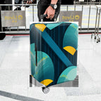 1-Piece Blue Abstract Geometric Modern Stylish Artistic  Suitcase Luggage Cover, Stretch Protective Sleeve