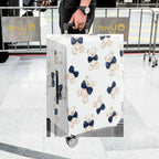 1-Piece Cute Teddy Bear Blue Bow Tie  Fun Playful  Suitcase Luggage Cover, Stretch Protective Sleeve