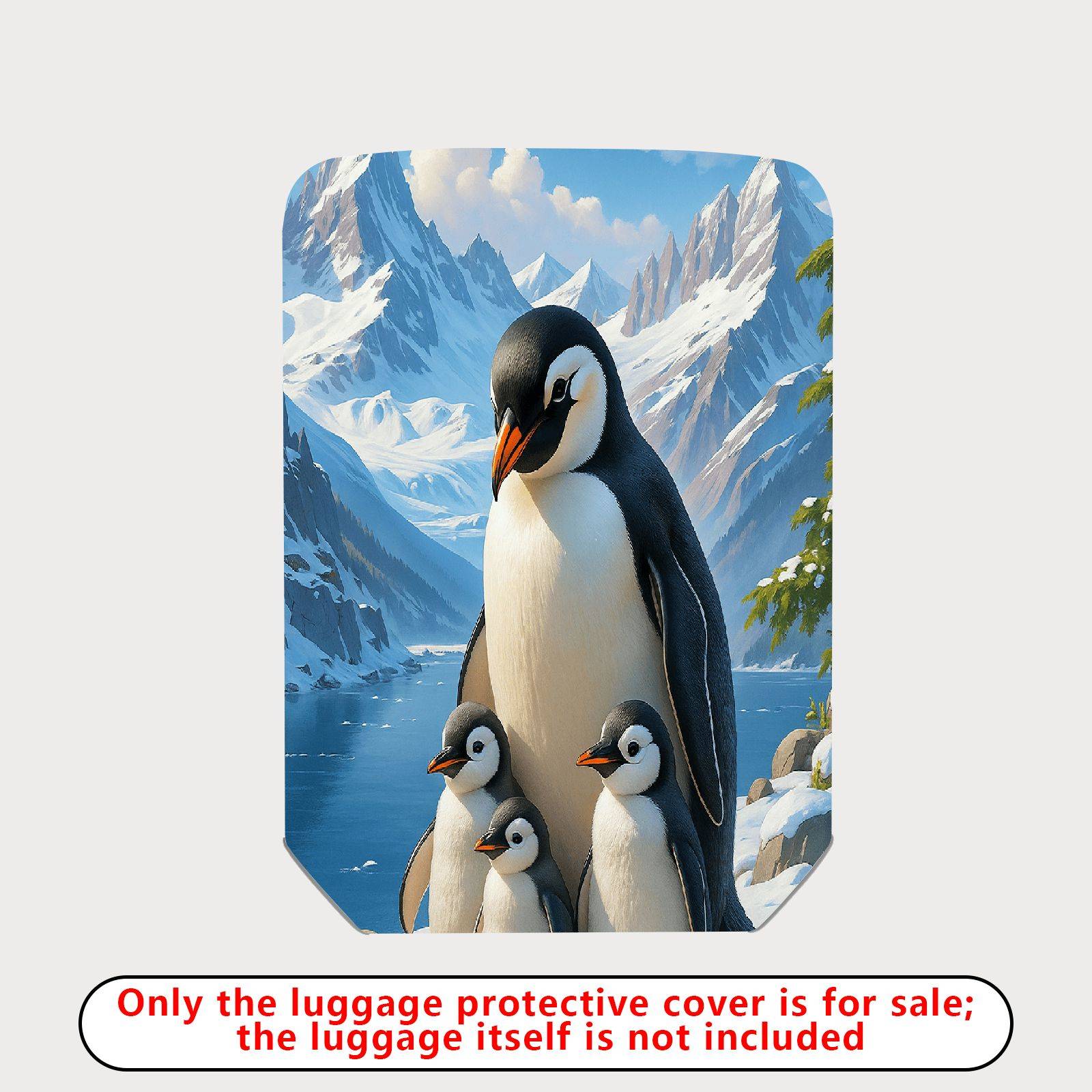1-Piece Penguin Family Winter Mountain Snow Cute  Suitcase Luggage Cover, Stretch Protective Sleeve