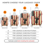 1-Piece American Vintage Deer Flag Travel  Suitcase Luggage Cover, Stretch Protective Sleeve