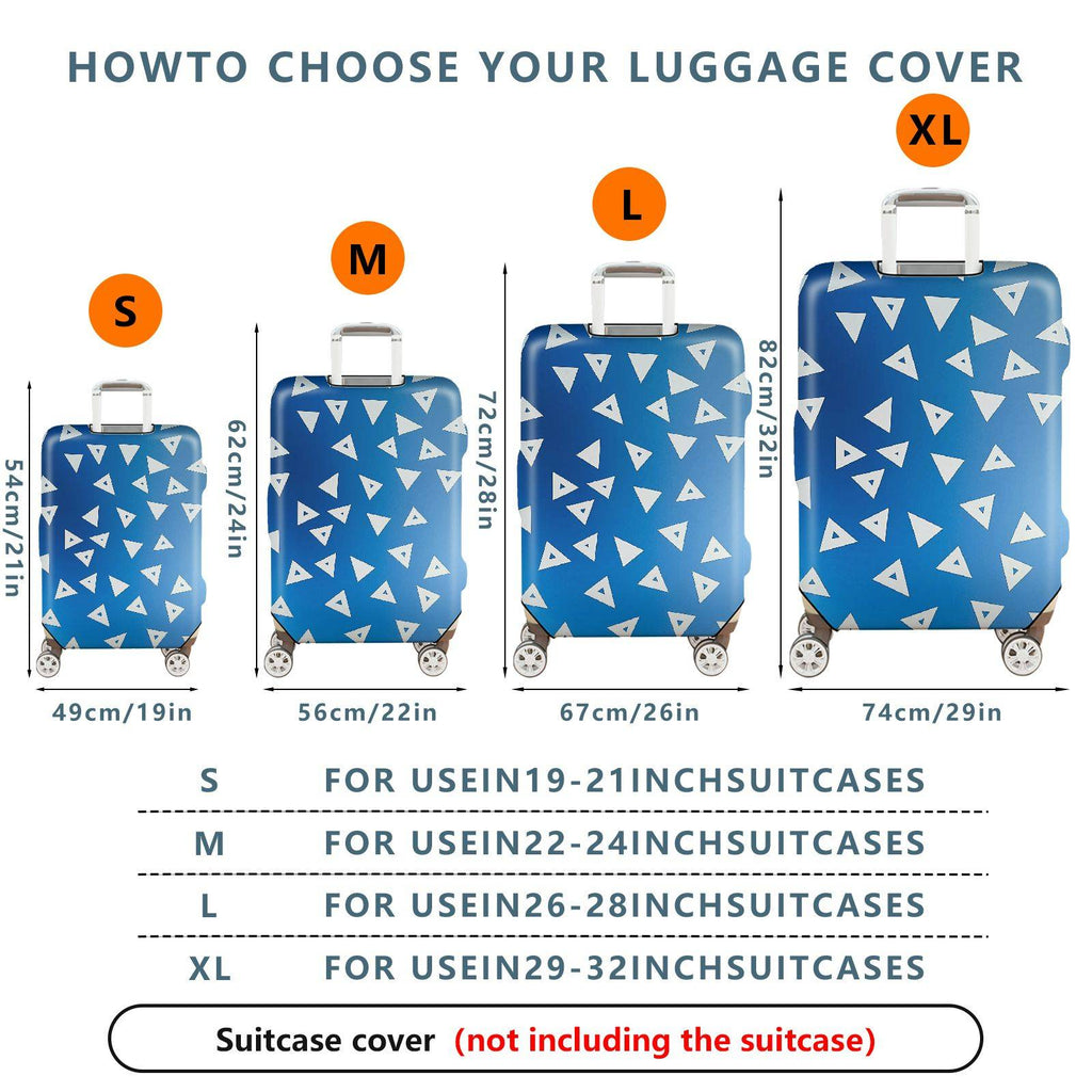 1-Piece Blue Vibrant Geometric Triangle Pattern Stylish Durable  Suitcase Luggage Cover, Stretch Protective Sleeve