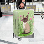 1-Piece Cat Floral Green Nature Cute Whimsical  Suitcase Luggage Cover, Stretch Protective Sleeve