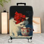 1-Piece Cute Christmas Winter Cat Red Hat Christmas Mug  Suitcase Luggage Cover, Stretch Protective Sleeve