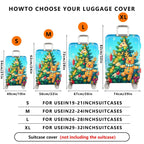 1-Piece Christmas Reindeer Tree Snow Holiday Festive  Suitcase Luggage Cover, Stretch Protective Sleeve