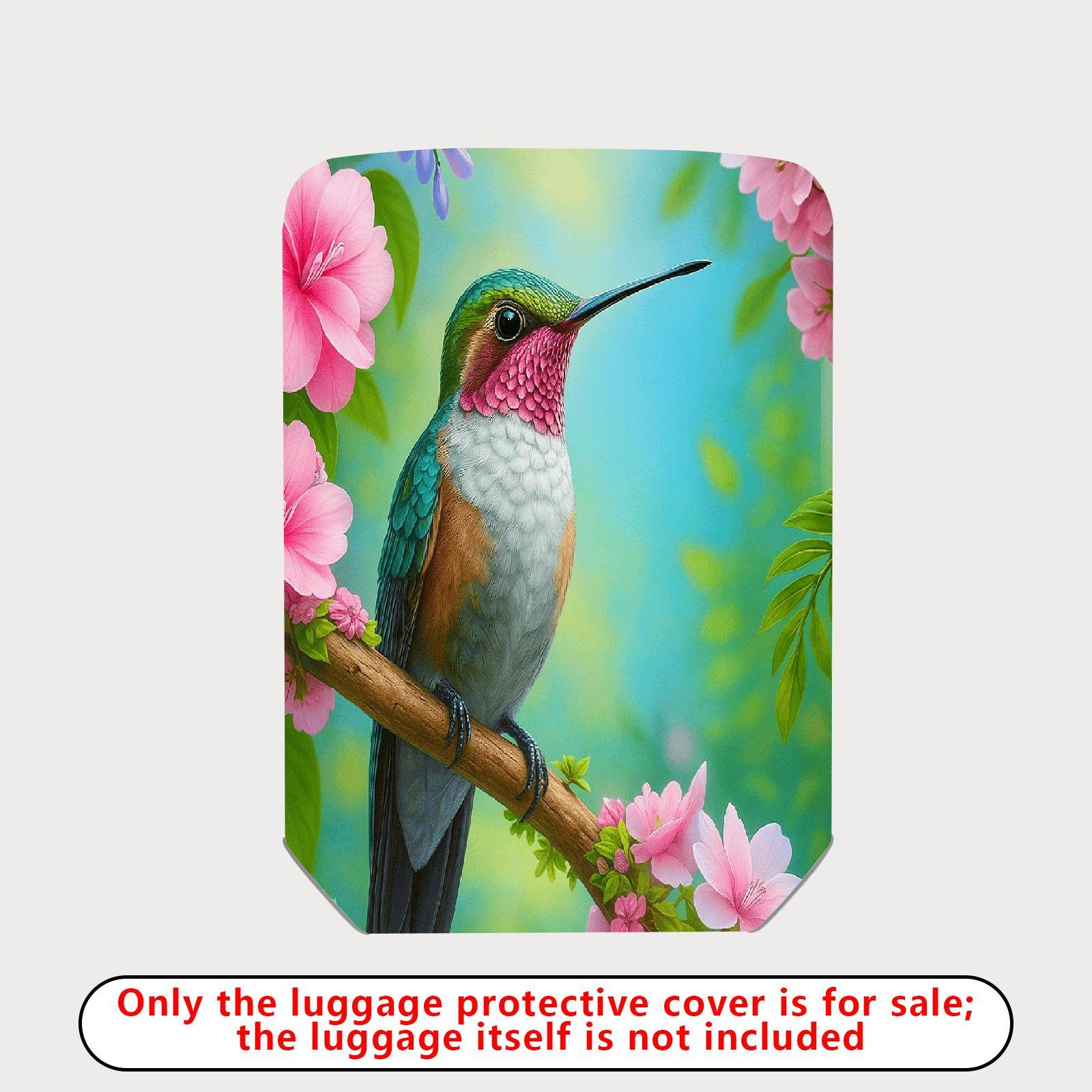 1-Piece Hummingbird Floral Nature Artistic Colorful  Suitcase Luggage Cover, Stretch Protective Sleeve