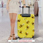 1-Piece Yellow Bee Floral Nature Cute Pattern  Suitcase Luggage Cover, Stretch Protective Sleeve