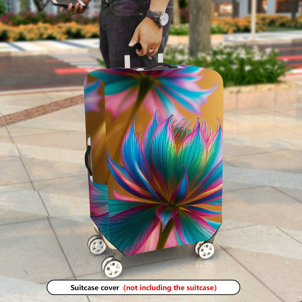 1-Piece Colorful Floral Abstract Artistic Vibrant Bloom  Suitcase Luggage Cover, Stretch Protective Sleeve
