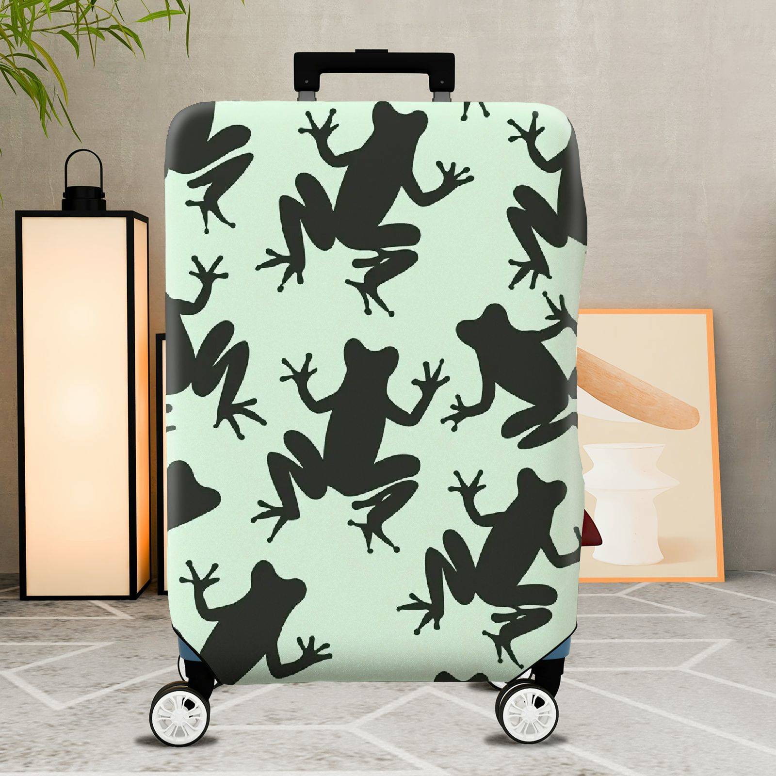1-Piece Frog Pattern Green Animal Cute Stylish Vibrant  Suitcase Luggage Cover, Stretch Protective Sleeve