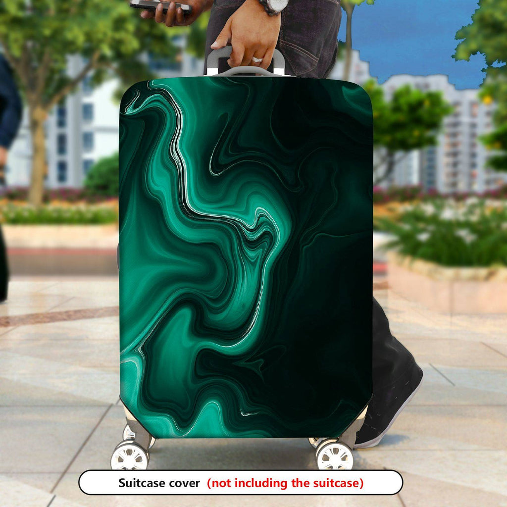 1-Piece Abstract Green Marble Swirl Design  Suitcase Luggage Cover, Stretch Protective Sleeve