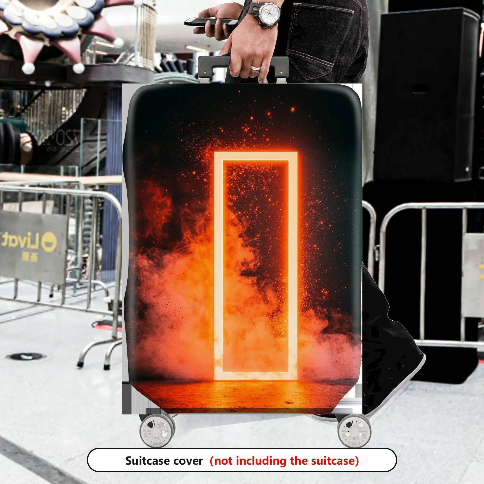 1-Piece Fiery Mysterious Futuristic Abstract Cosmic  Suitcase Luggage Cover, Stretch Protective Sleeve