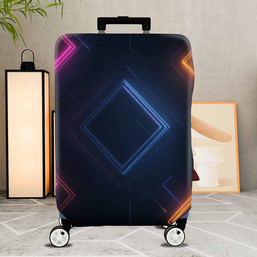 1-Piece Geometric  Diamond Pattern Colorful Glowing Abstract  Suitcase Luggage Cover, Stretch Protective Sleeve