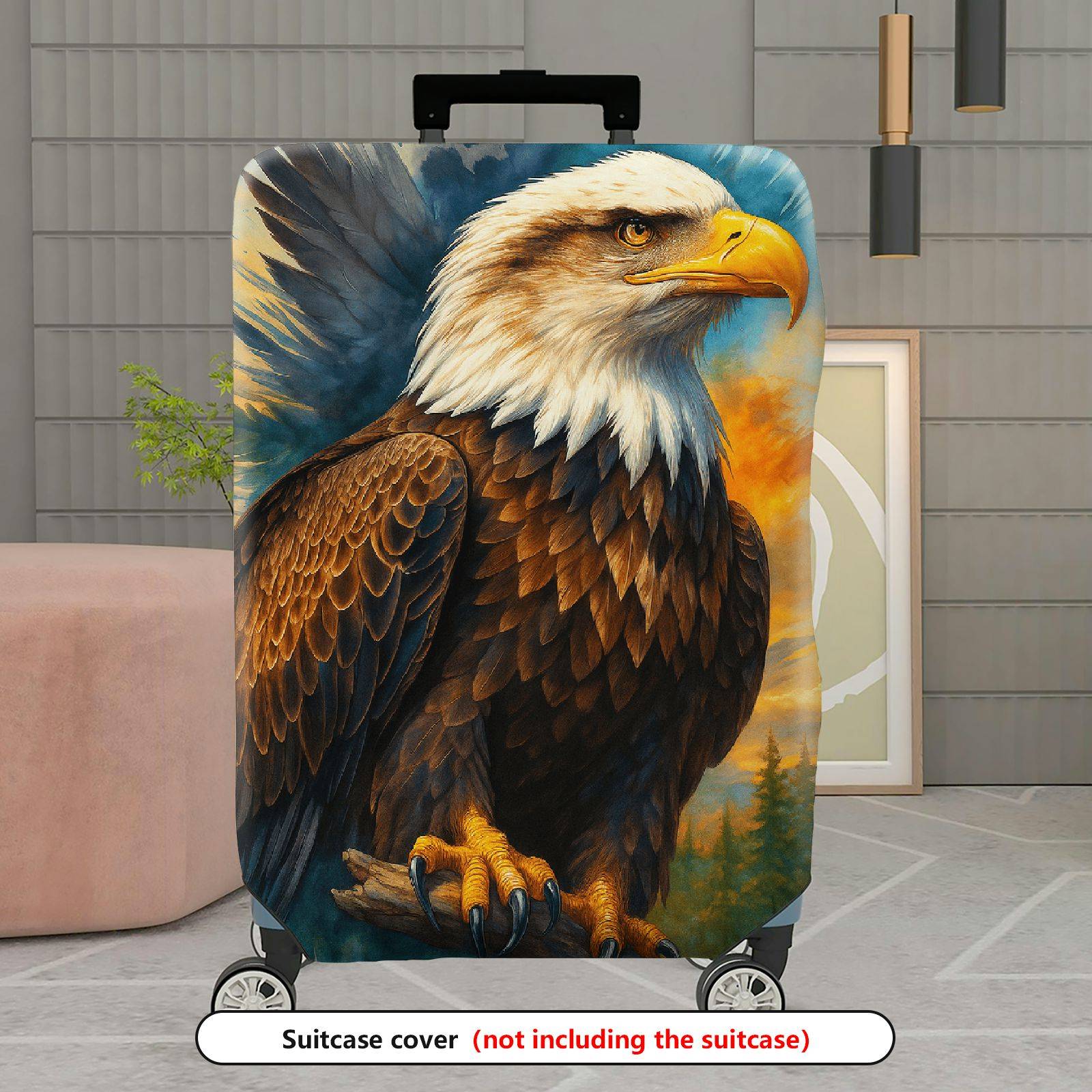 1-Piece Eagle Nature Wildlife Scenic Majestic Artistic  Suitcase Luggage Cover, Stretch Protective Sleeve