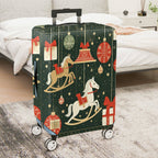 1-Piece Christmas Holiday Festive Gift Horse Ornament  Suitcase Luggage Cover, Stretch Protective Sleeve