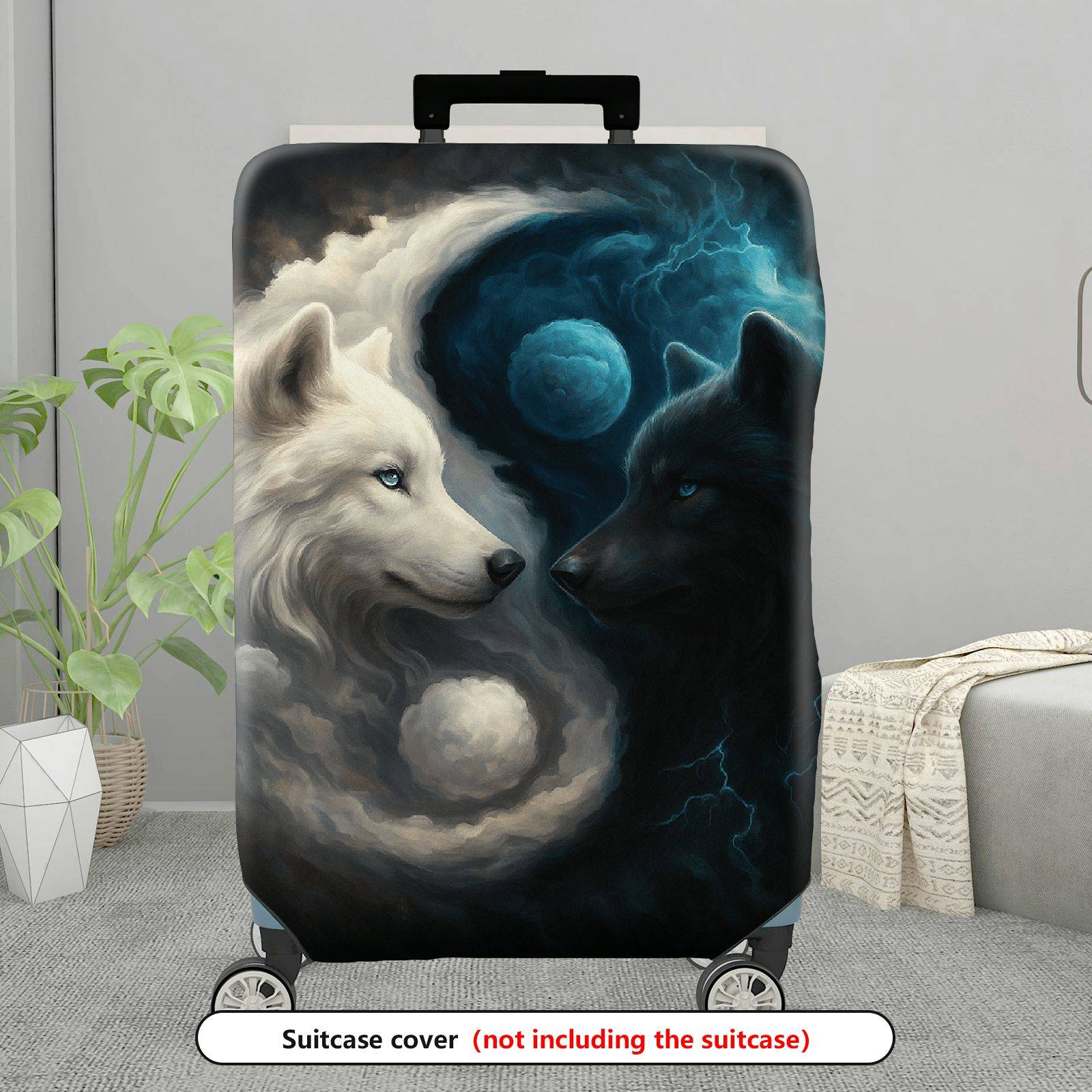 1-Piece Wolf Moon Nature Cosmic Night Mystical  Suitcase Luggage Cover, Stretch Protective Sleeve