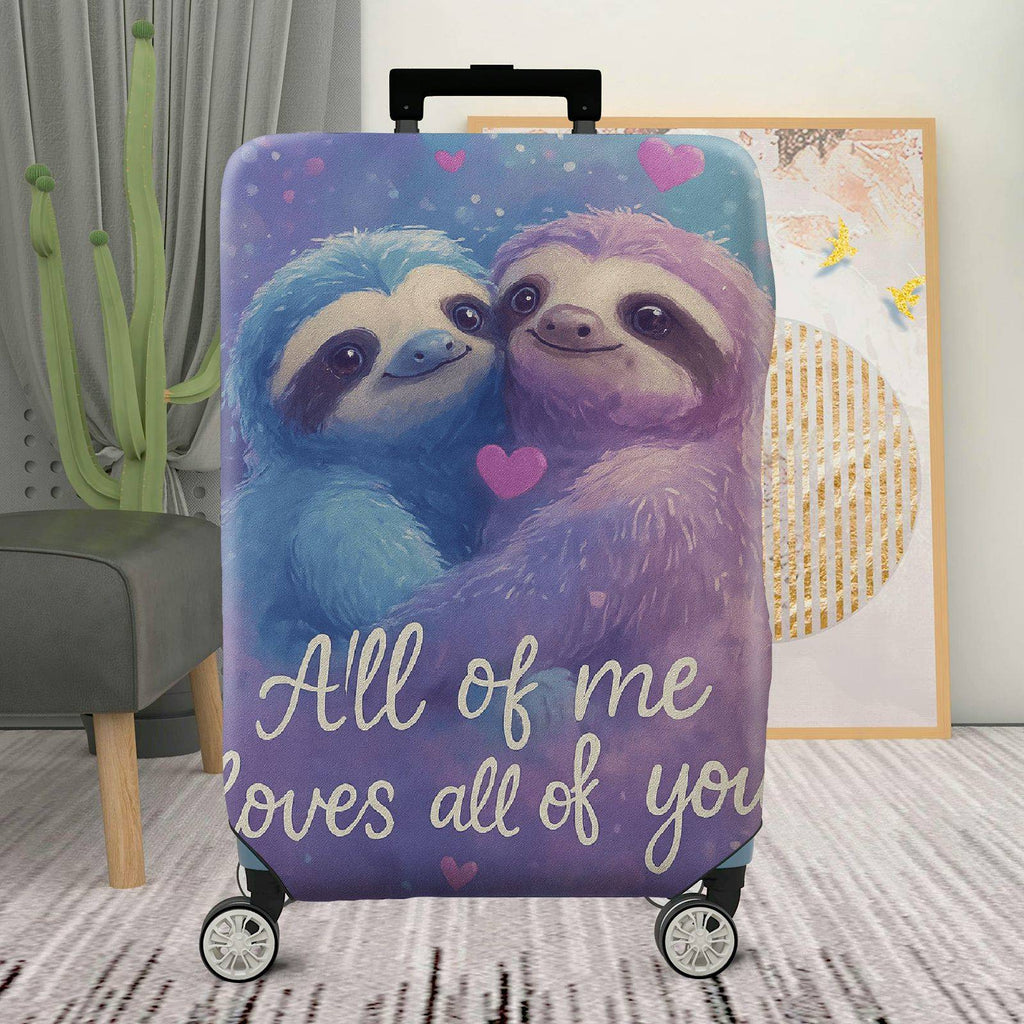 1-Piece Cute Romantic Sloth Heart Love Travel  Suitcase Luggage Cover, Stretch Protective Sleeve