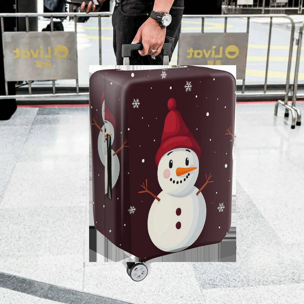 1-Piece Snowman Winter Festive Holiday Cheer  Suitcase Luggage Cover, Stretch Protective Sleeve