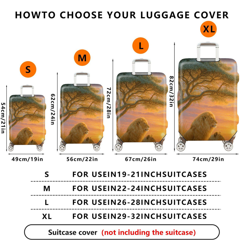 1-Piece Sunset Lion Tree Landscape Wildlife  Suitcase Luggage Cover, Stretch Protective Sleeve