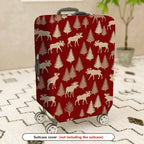 1-Piece Elk Tree Forest Red Holiday Festive  Suitcase Luggage Cover, Stretch Protective Sleeve