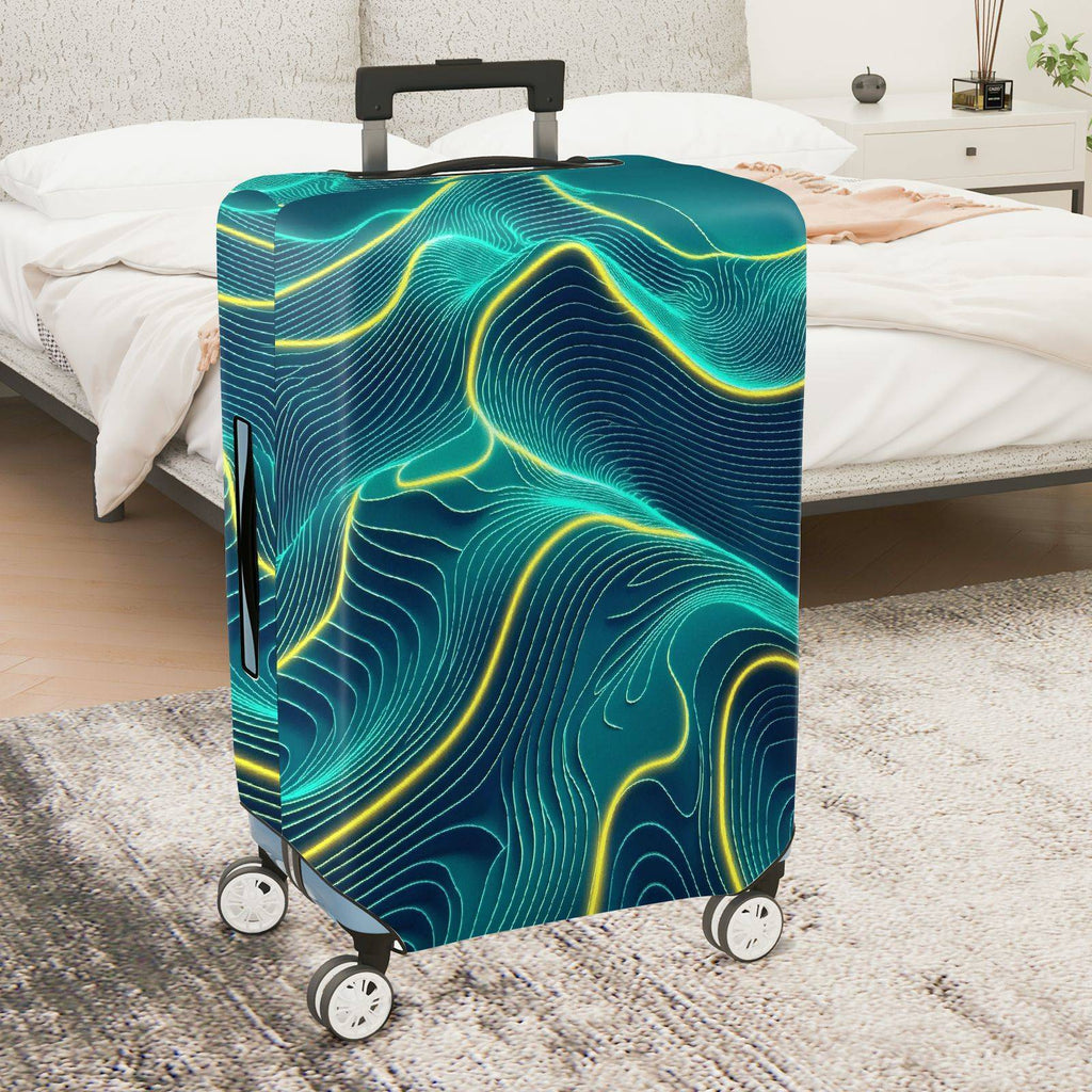1-Piece Abstract  Line Wave Dynamic Vivid Geometric  Suitcase Luggage Cover, Stretch Protective Sleeve