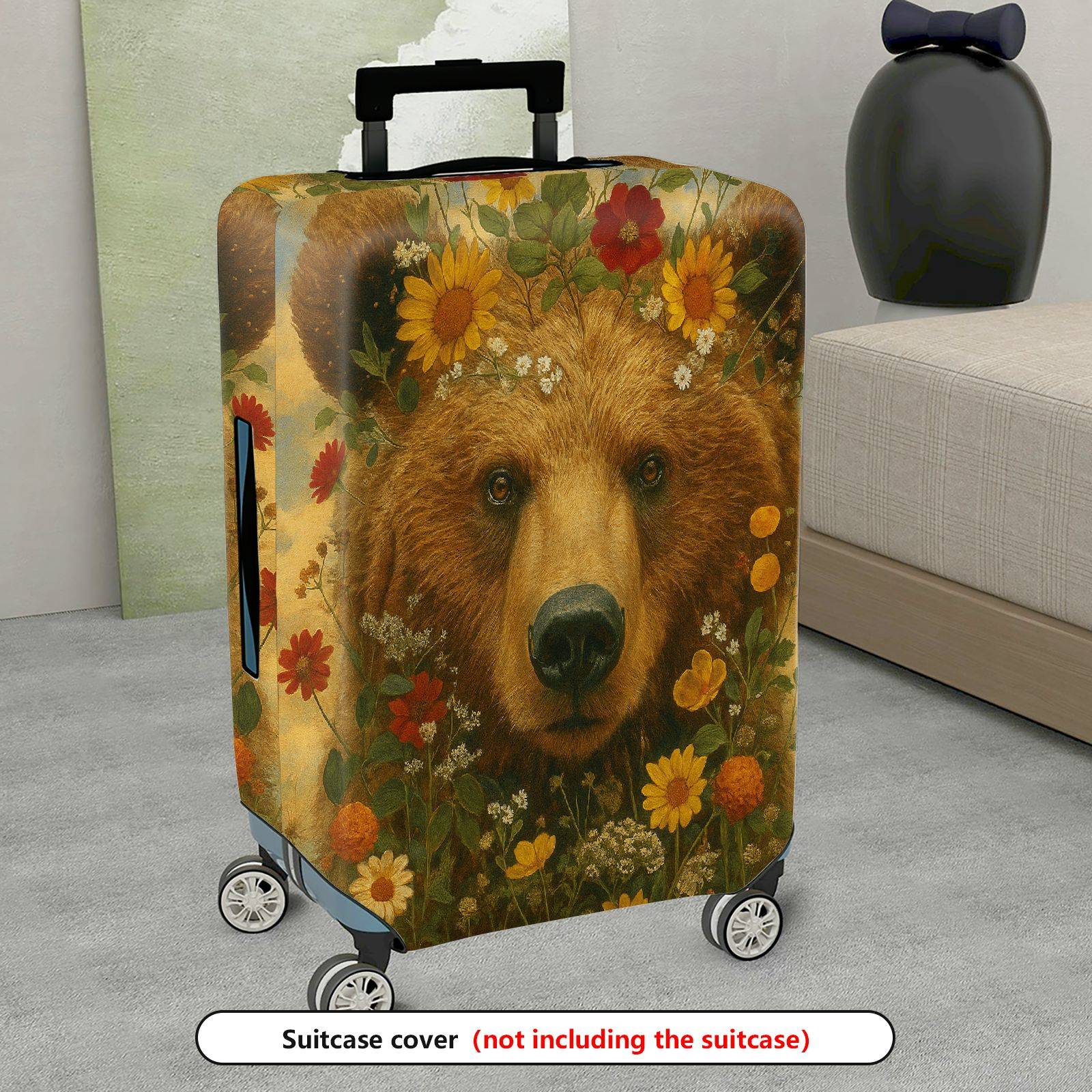 1-Piece Animal Flower Nature Wildlife Art Vintage  Suitcase Luggage Cover, Stretch Protective Sleeve