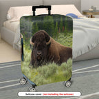 1-Piece Buffalo Wildlife Landscape Nature Green Forest Travel  Suitcase Luggage Cover, Stretch Protective Sleeve