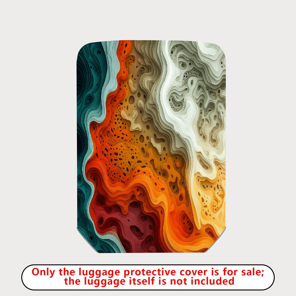 1-Piece Abstract Artistic Colorful Waves Swirls Patterns  Suitcase Luggage Cover, Stretch Protective Sleeve
