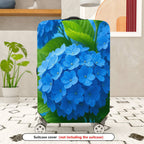 1-Piece Blue Floral Green Leaf Nature Hydrangea Elegant  Suitcase Luggage Cover, Stretch Protective Sleeve