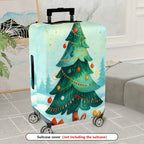 1-Piece Christmas Tree Festive Holiday Snow Winter Colorful  Suitcase Luggage Cover, Stretch Protective Sleeve