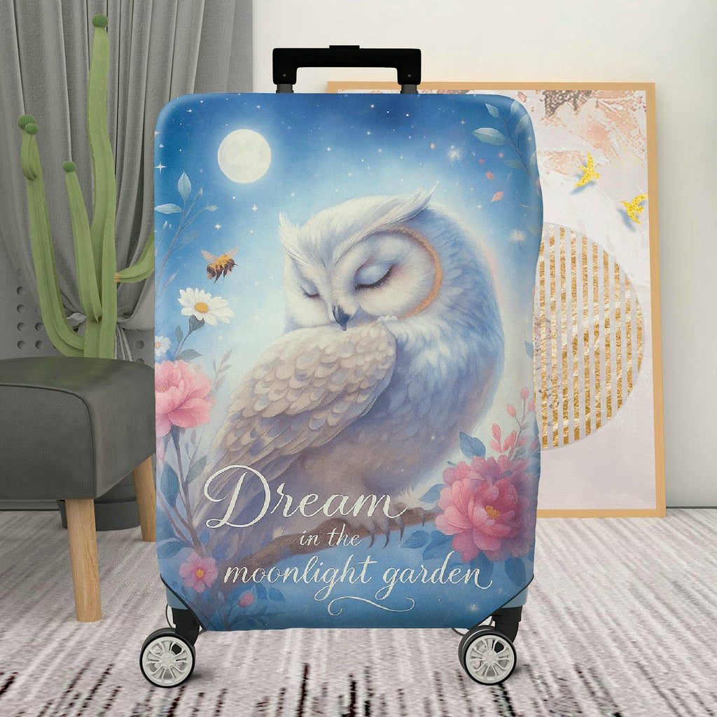 1-Piece Owl Moonlight Garden Floral Dream Fantasy  Suitcase Luggage Cover, Stretch Protective Sleeve
