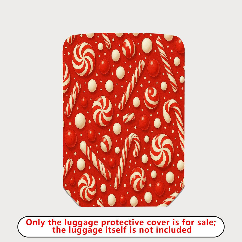 1-Piece Candy Cane Red Peppermint Christmas Holiday  Suitcase Luggage Cover, Stretch Protective Sleeve