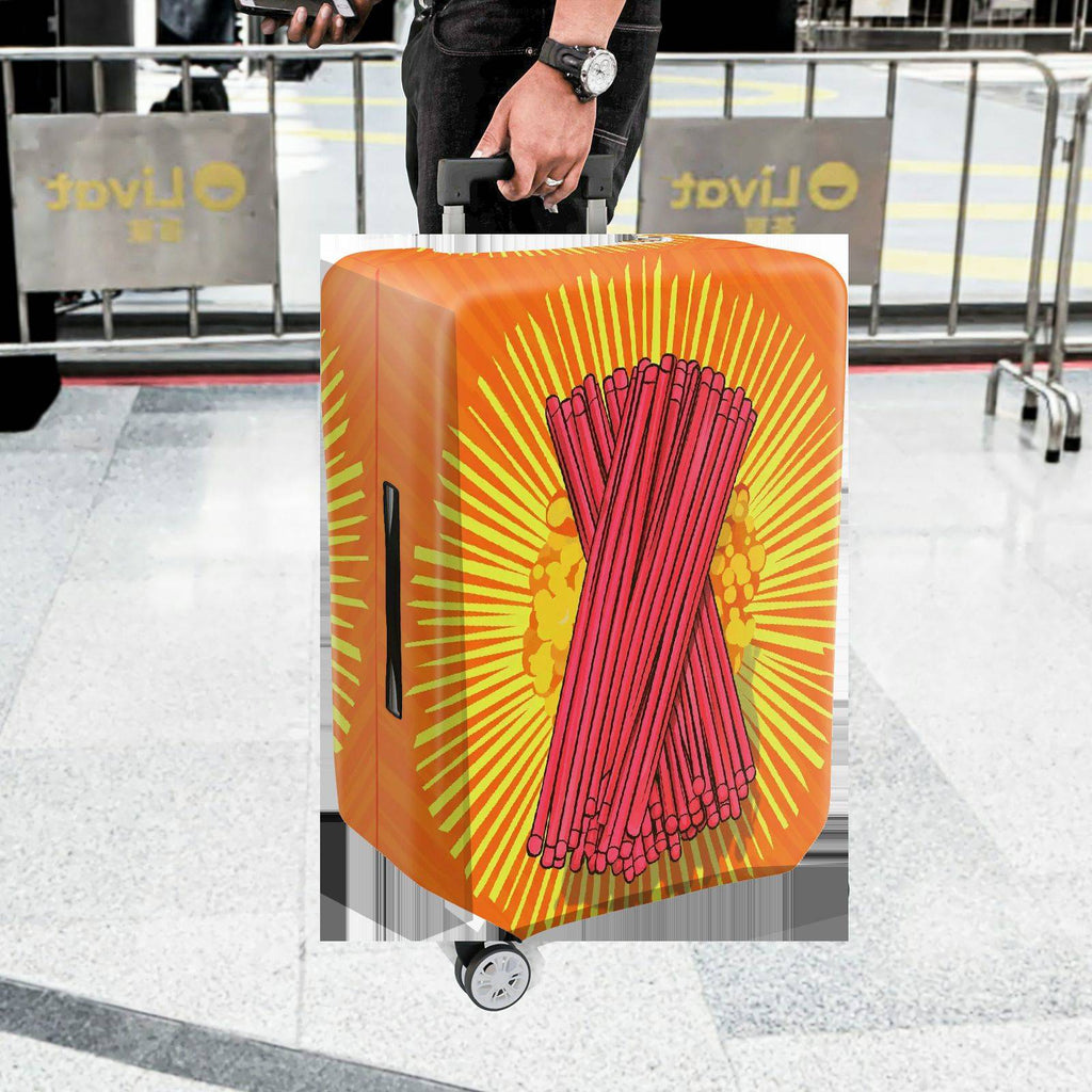 1-Piece Festive Orange Firecrackers Holiday Celebration Vibrant  Suitcase Luggage Cover, Stretch Protective Sleeve
