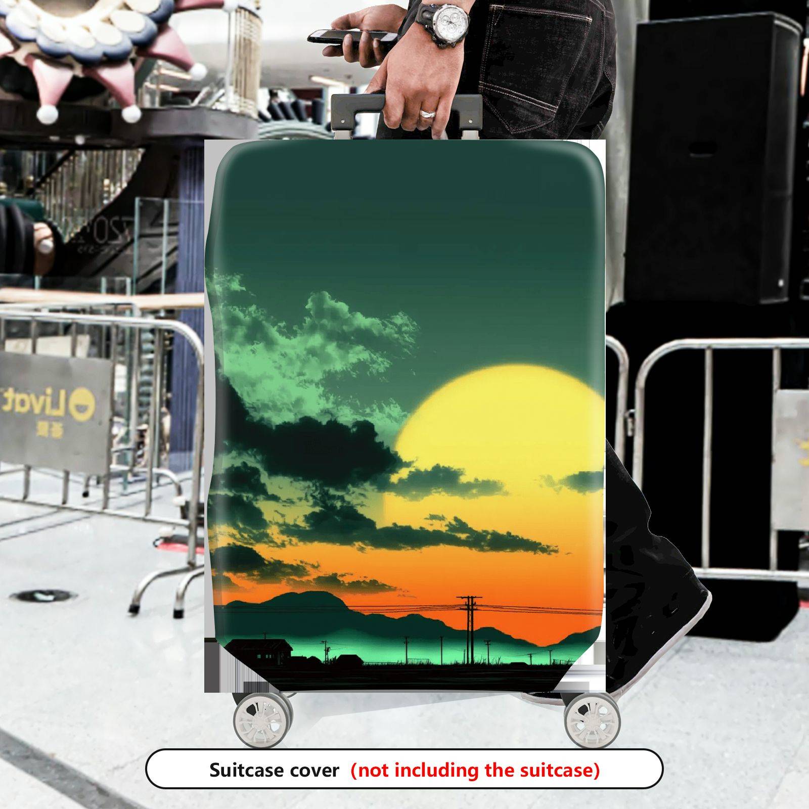 1-Piece Sunset Mountain Landscape Cloud Sky Nature  Suitcase Luggage Cover, Stretch Protective Sleeve