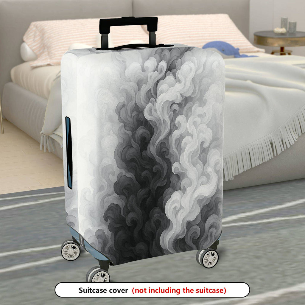 1-Piece Abstract Black White Smoke Cloud Swirl Artistic  Suitcase Luggage Cover, Stretch Protective Sleeve