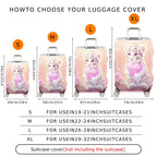 1-Piece Pink Tiger Floral Heart Romantic Love  Suitcase Luggage Cover, Stretch Protective Sleeve