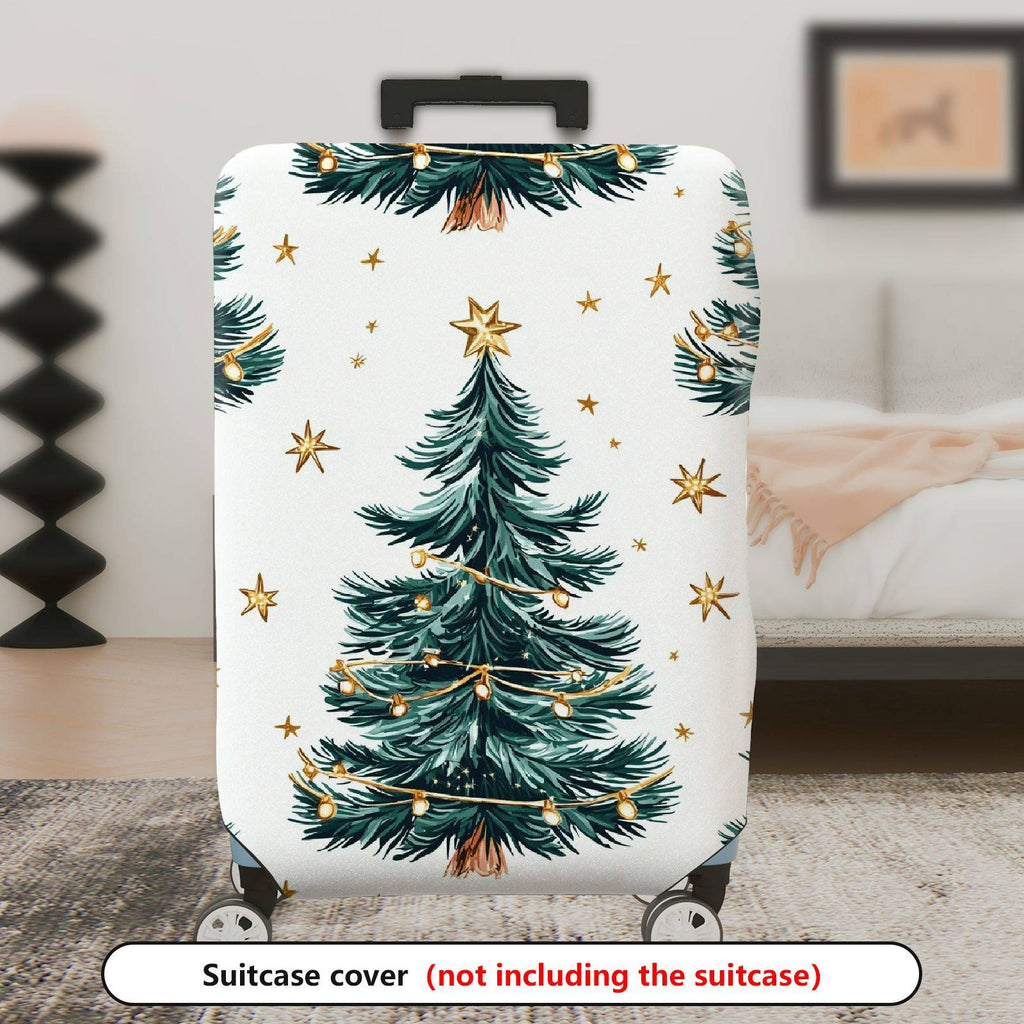 1-Piece Christmas Tree Star Decoration Holiday Lights Snowy  Suitcase Luggage Cover, Stretch Protective Sleeve