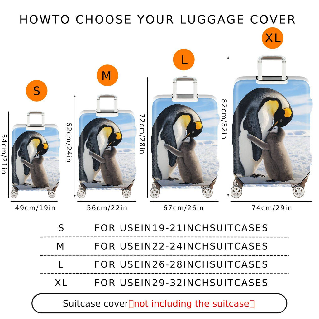 1-Piece Penguin Arctic Snow Cute Family Love Warm  Suitcase Luggage Cover, Stretch Protective Sleeve