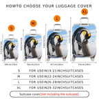 1-Piece Penguin Arctic Snow Cute Family Love Warm  Suitcase Luggage Cover, Stretch Protective Sleeve