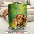 1-Piece Cute Dog Forest Green Artistic  Suitcase Luggage Cover, Stretch Protective Sleeve