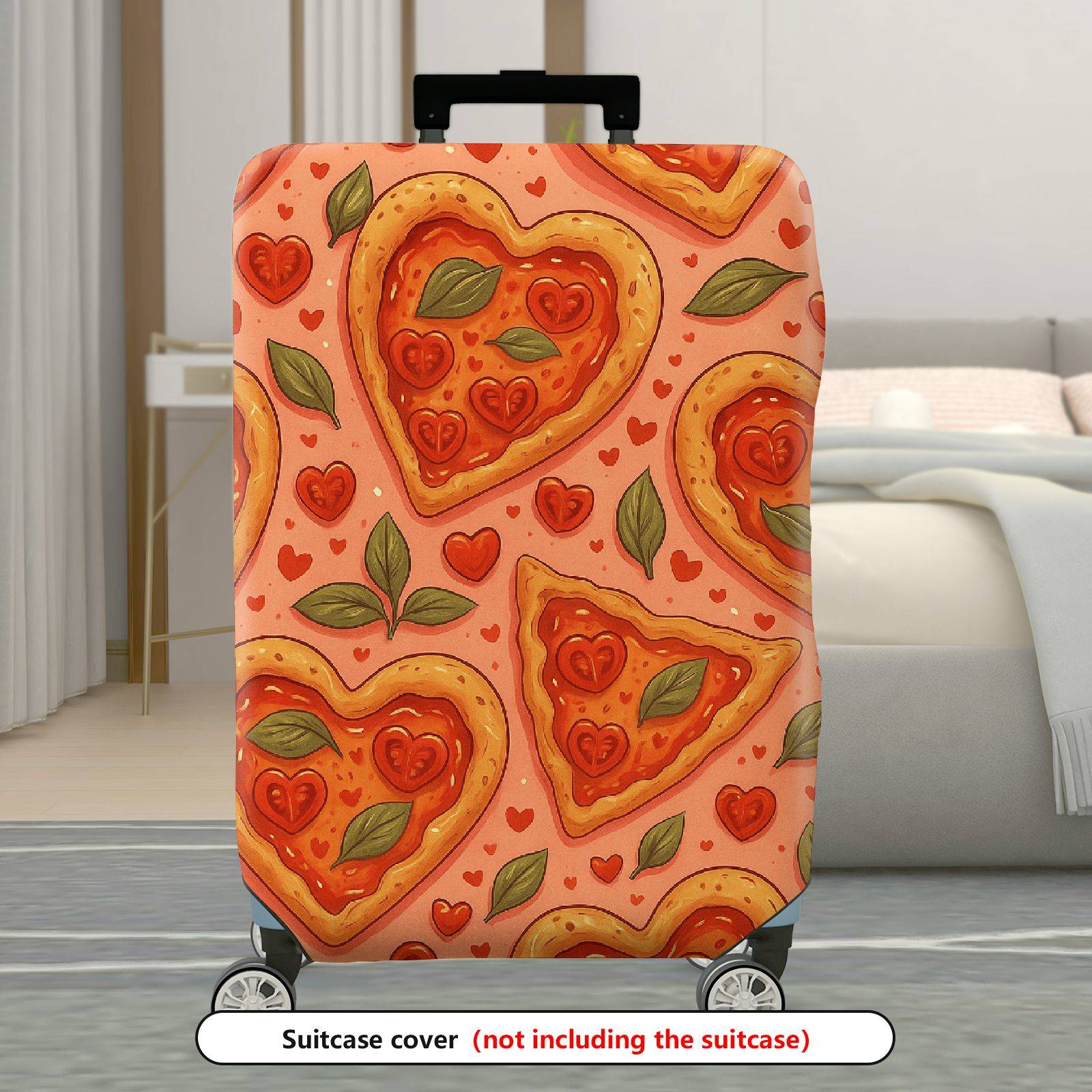 1-Piece Heart Pizza Love Romantic Cute Valentine  Suitcase Luggage Cover, Stretch Protective Sleeve