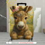 1-Piece Animal Floral Rustic Pastoral Donkey  Suitcase Luggage Cover, Stretch Protective Sleeve