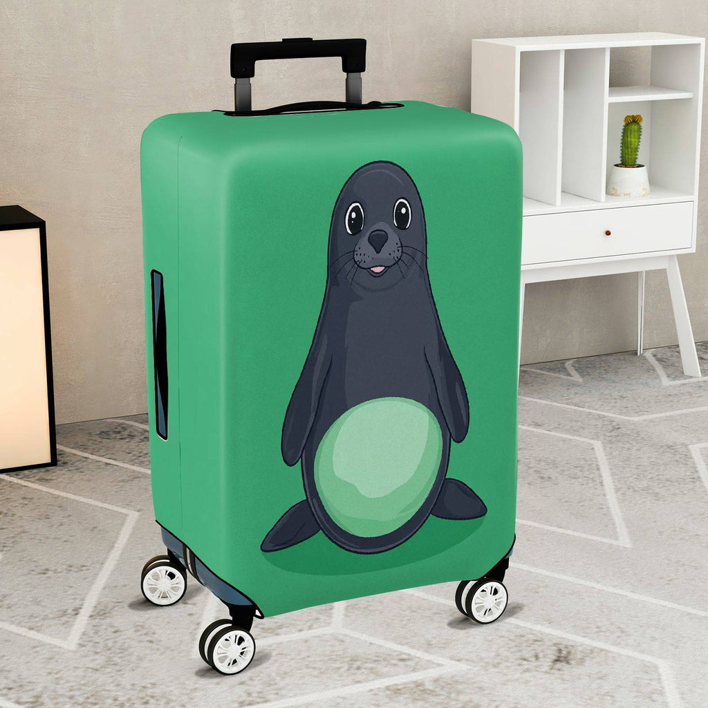 1-Piece Seal Green Playful Cute Animal Fun  Suitcase Luggage Cover, Stretch Protective Sleeve