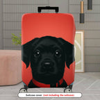 1-Piece Cute Black Dog Red Background Animal Art Pet  Suitcase Luggage Cover, Stretch Protective Sleeve