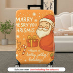 1-Piece Christmas Santa Claus Gingerbread Gift Joyful Holiday  Suitcase Luggage Cover, Stretch Protective Sleeve