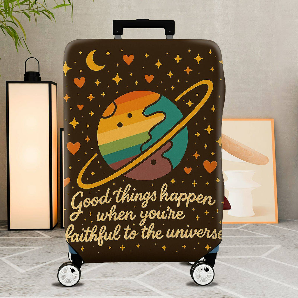 1-Piece Cosmic Planet Rainbow Heart Moon Star  Suitcase Luggage Cover, Stretch Protective Sleeve