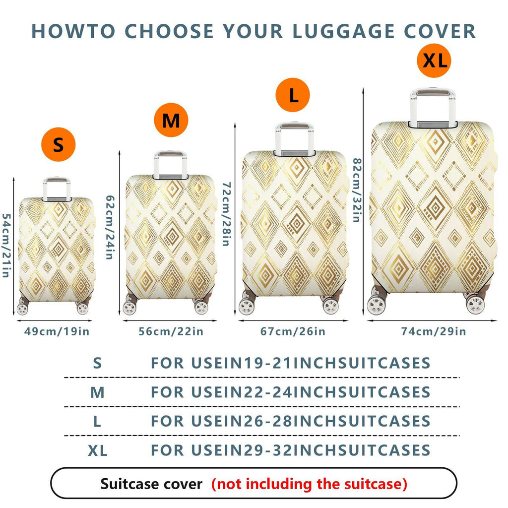 1-Piece Geometric Gold Diamond Pattern Travel Luggage  Suitcase Luggage Cover, Stretch Protective Sleeve