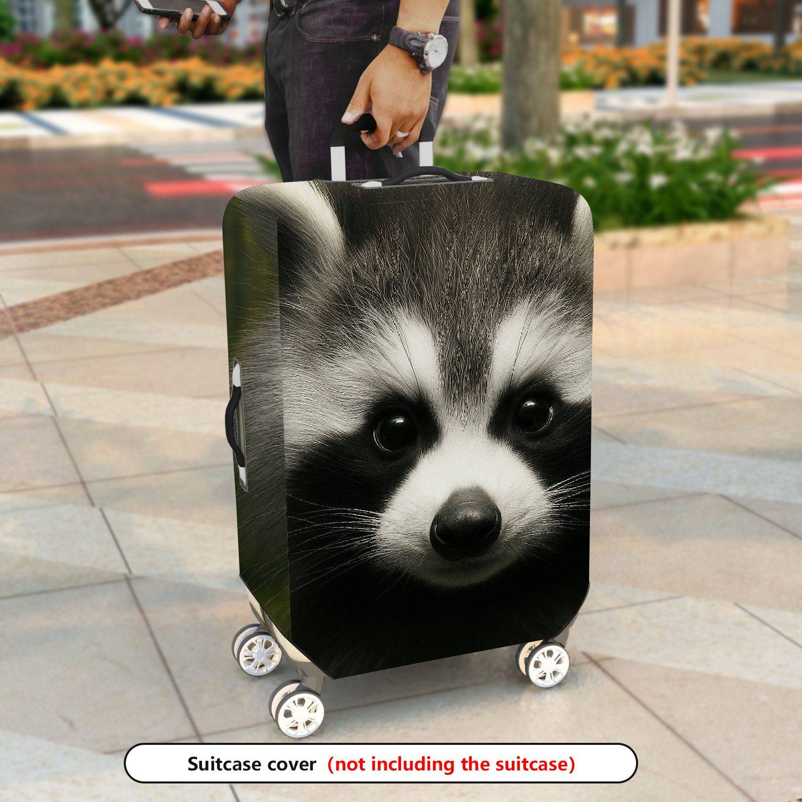 1-Piece Cute Animal Raccoon Face Wildlife Nature Fun  Suitcase Luggage Cover, Stretch Protective Sleeve